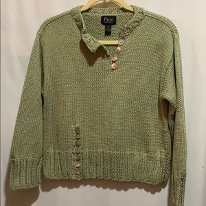 PURE HANDKNIT sweater•green sage SZ s/m cropped